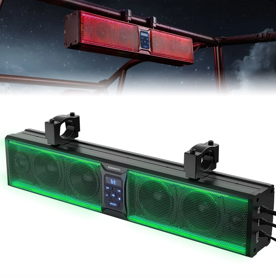 Аудиосистема саундбар для квадроцикла UTV лодки 6 Speaker 26 Inch RGB B0117-03004-BK крепление под трубу 1.75''-2.25''