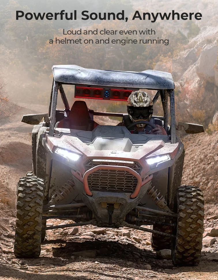 Аудиосистема саундбар для квадроцикла UTV лодки 6 Speaker 26 Inch RGB B0117-03004-BK крепление под трубу 1.75''-2.25''