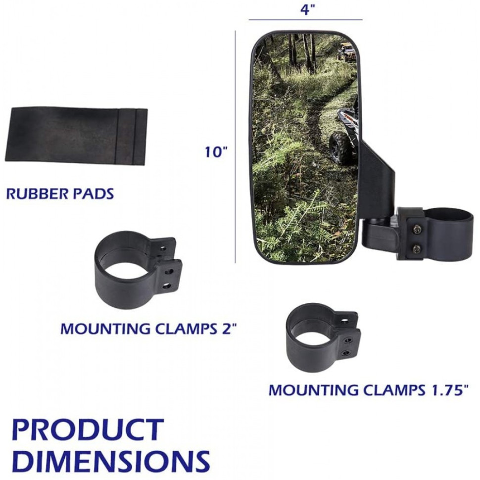 Комплект боковых зеркал заднего вида 1.75-2" 12*25см для UTV /SSV /SxS Can-Am /BRP /Yamaha /Polaris /Kawasaki /Honda /Stels Kemimoto FTVMI013 FTVMI013