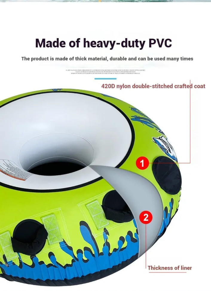 Ватрушка плюшка водный тюбинг одиночная ChargeSharks Vortex 122х40см CS-VORTEX1