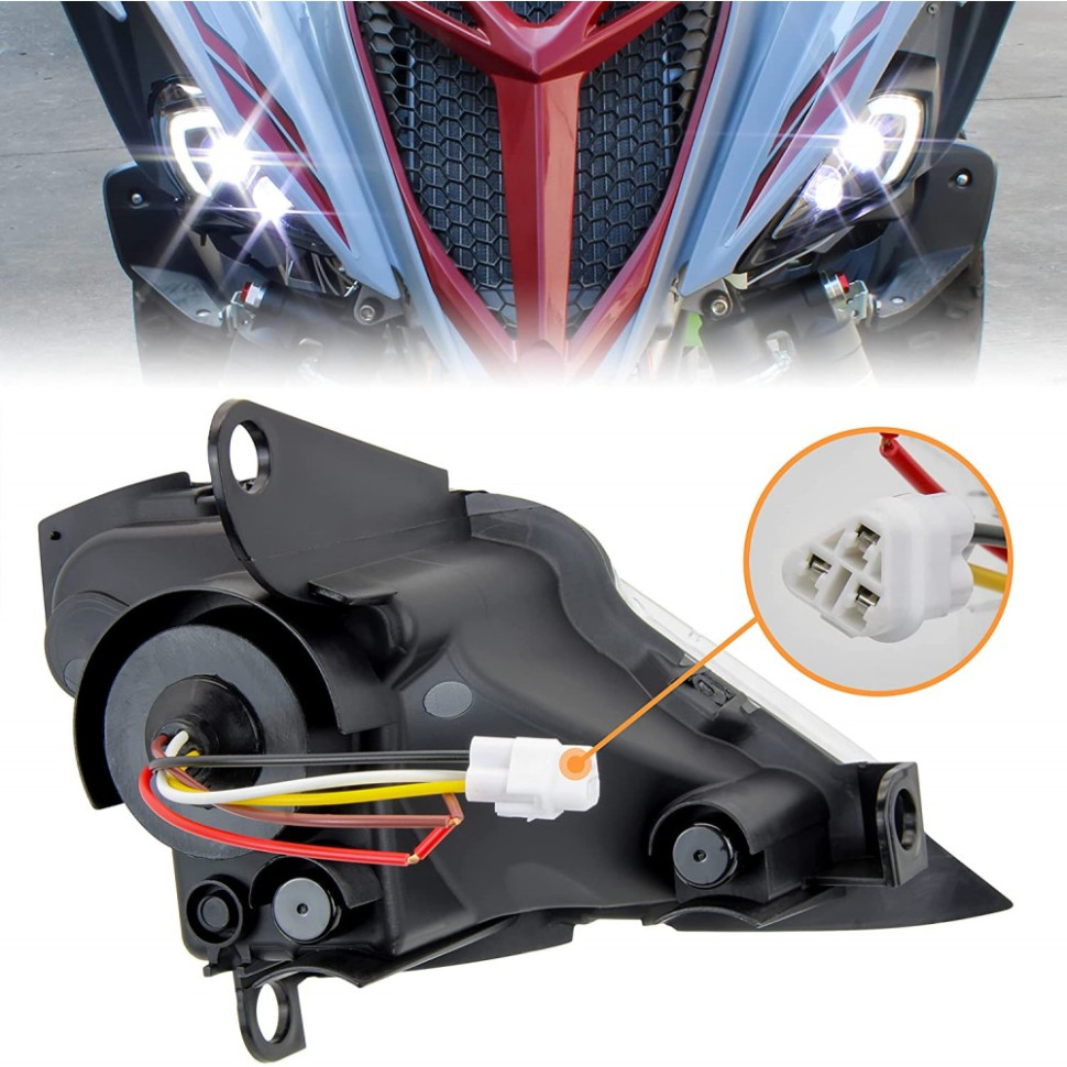 Комплект тюнинговых диодных фар с поворотниками Yamaha Raptor 700/350 /YFZ450 /Wolverine 450/350 5TG-84110-00-00 /5TG-84110-01-00 /5TG-84110-02-00 /5TG-84110-03-00 + 5TG-84310-00-00 /5TG-84310-01-00 /5TG-84310-02-00 /5TG-84310-03-00 Kemimoto B0801-02401CL