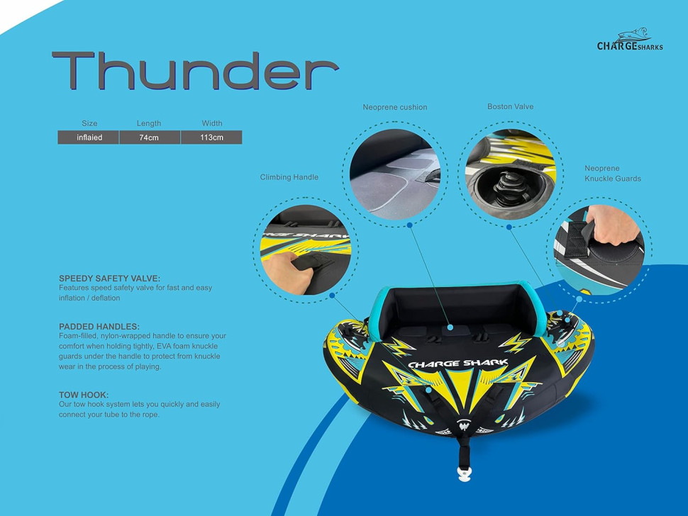 Ватрушка тройная ChargeSharks Thunder 188x287х40см CS-Thunder3