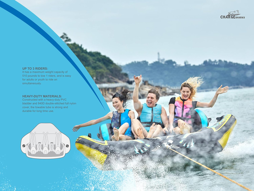 Ватрушка тройная ChargeSharks Thunder 188x287х40см CS-Thunder3