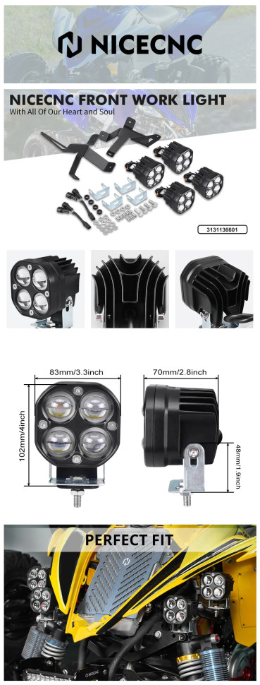 Светодиодные фары головного света Work Lights для квадроцикла Yamaha Raptor 700 / 700R 1PE-F1513-01-00, 1PE-F1514-01-00, 3131136601