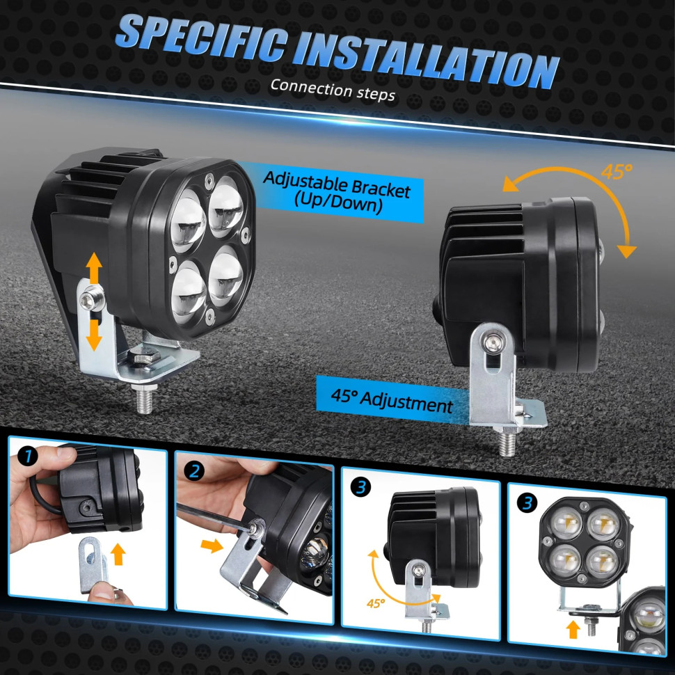 Светодиодные фары головного света Work Lights для квадроцикла Yamaha Raptor 700 / 700R 1PE-F1513-01-00, 1PE-F1514-01-00, 3131136601