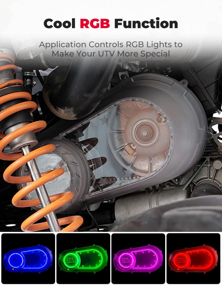 Крышка вариатора прозрачная с RGB-подсветкой для квадроциклов Polaris RZR XP 1000 / Ranger (2017-2021) 2207124 B0901-06202-CL