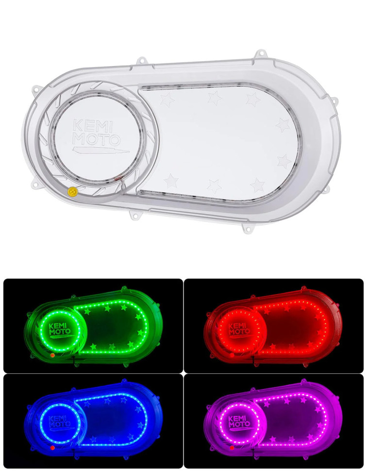 Крышка вариатора прозрачная с RGB-подсветкой для квадроциклов Polaris RZR XP 1000 / Ranger (2017-2021) 2207124 B0901-06202-CL