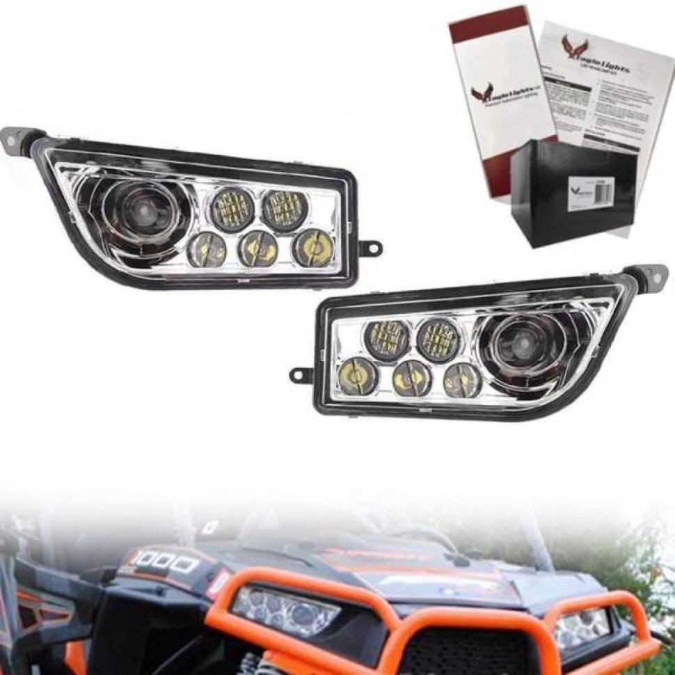 Комплект корпуса фар с ангельскими глазками Polaris RZR 1000 2412507, 2413788 + 2412508, 2413789 /HL99 HL99