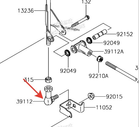 Наконечник кулисы переключения КП Kawasaki KVF 750 /KVF 650 39112-1084 /39112-0019 39112-0019