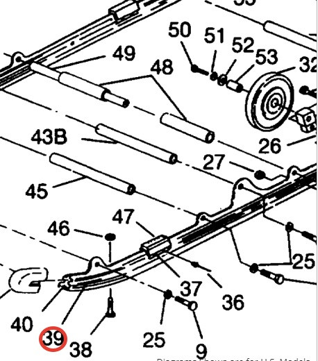 Направляющая гусеницы снегохода левая POLARIS Widetrak LX 1993+ 1540751 1540751
