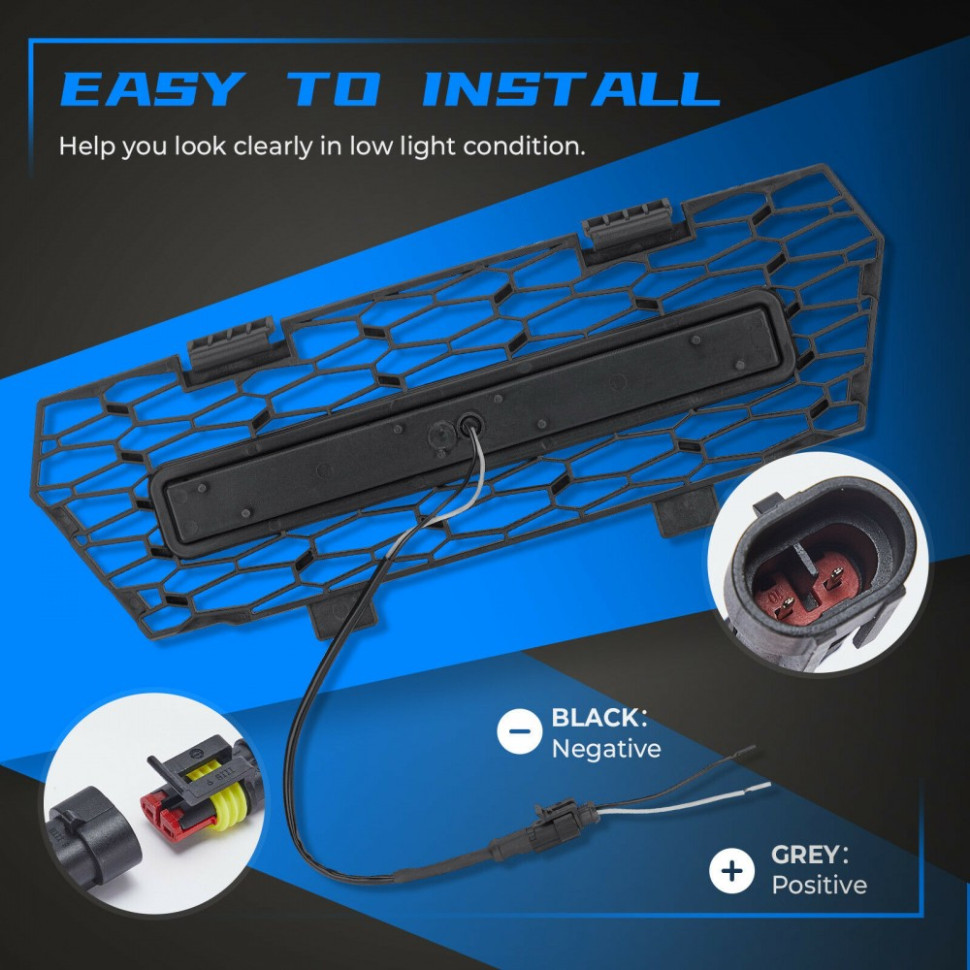 Решетка радиатора с доп фарой Polaris General 5452179-070 Kemimoto B0111-05101BK