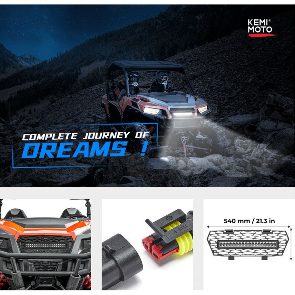 Решетка радиатора с доп фарой Polaris General 5452179-070 Kemimoto B0111-05101BK