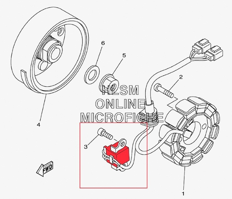 Датчик хола (катушки генератора) Yamaha YFZ 450 2004-2009