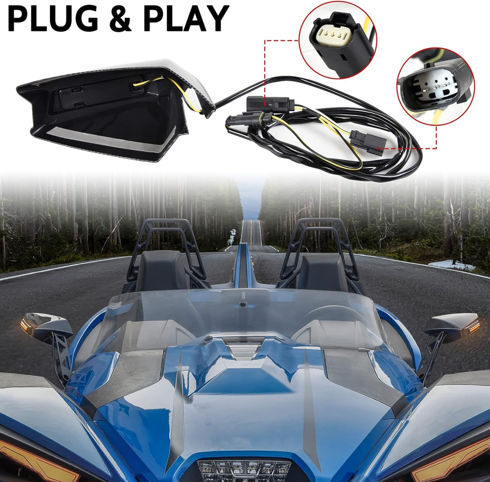 Защитные панели с сигналом поворотов на зеркала Polaris Slingshot 2636255 2635770  2635771 2636586  MTVPH0410-1