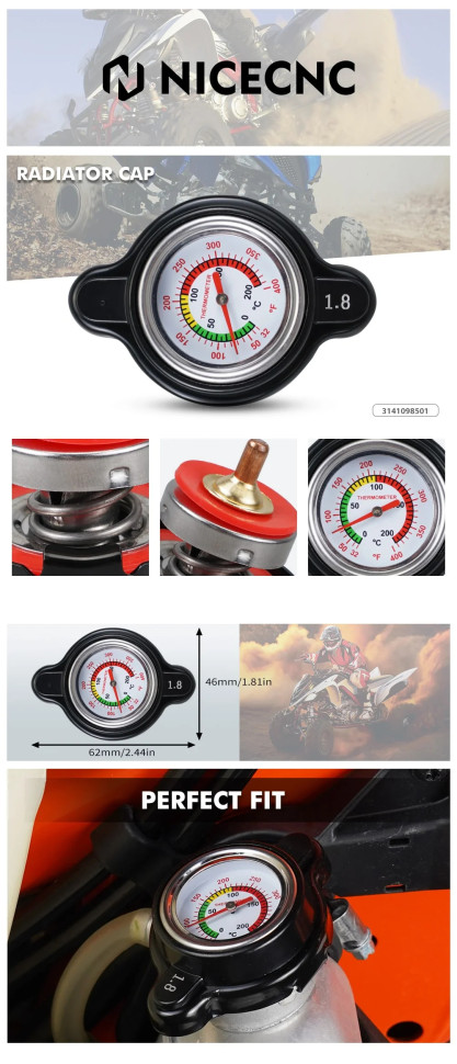 Крышка радиатора с датчиком температуры 1.8bar для Yamaha Raptor Kodiak 700 1XD-E2462-00-00 3141098501