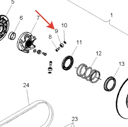 Ролик ведомого вариатора снегохода POLARIS IQ /FST /Indy /RMK /Widetrak /Dragon /Fusion 5631828 5631828