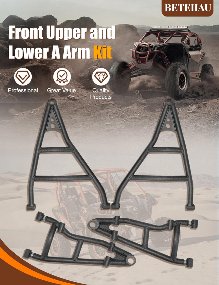 Комплект передних усиленных рычагов Gorilla Works для Can-Am Maverick X3 64" AA-CA-X3-64-002-HC-02 706202919; 706202920; 706004593; BK-HL-C-2