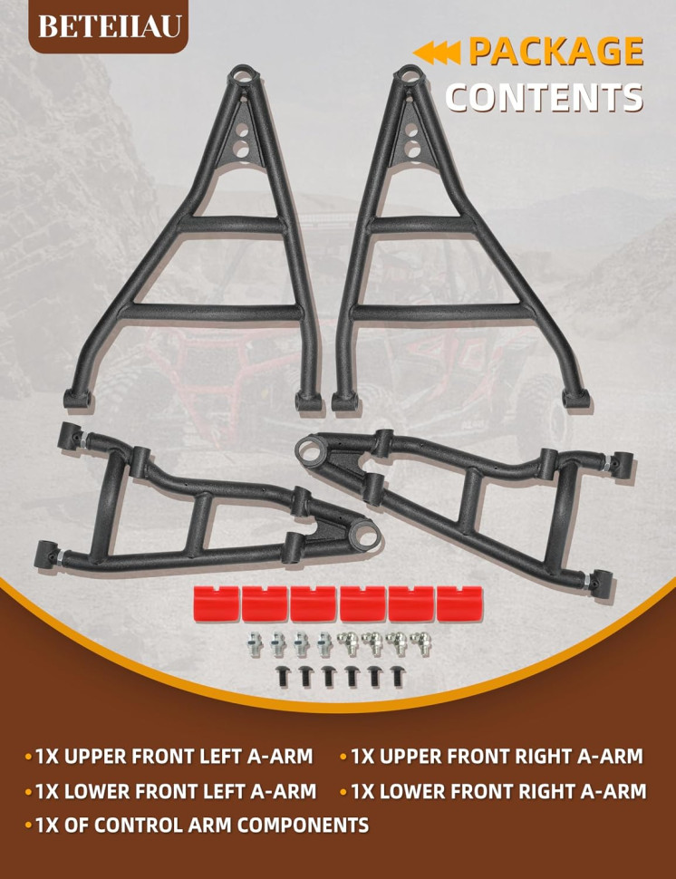 Комплект передних усиленных рычагов Gorilla Works для Can-Am Maverick X3 64" AA-CA-X3-64-002-HC-02 706202919; 706202920; 706004593; BK-HL-C-2