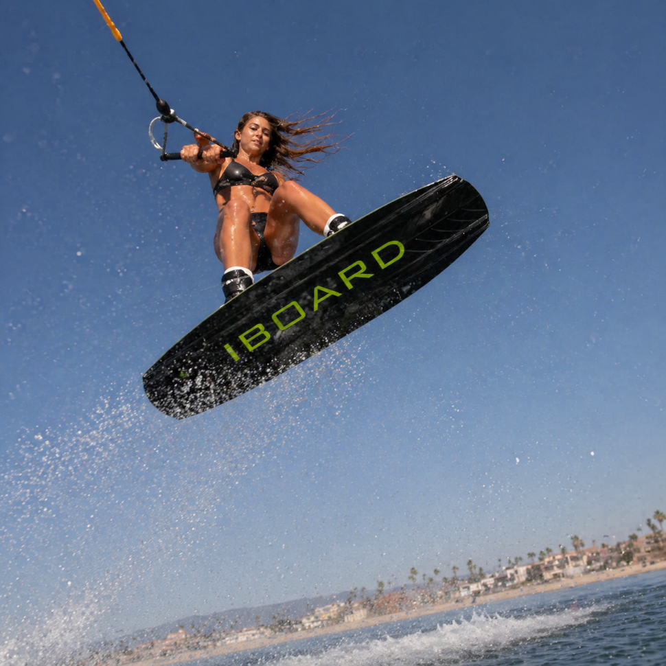 Вейкборд Iboard зеленый/черный 144см + крепления 37-45 Iboard-gre-blk