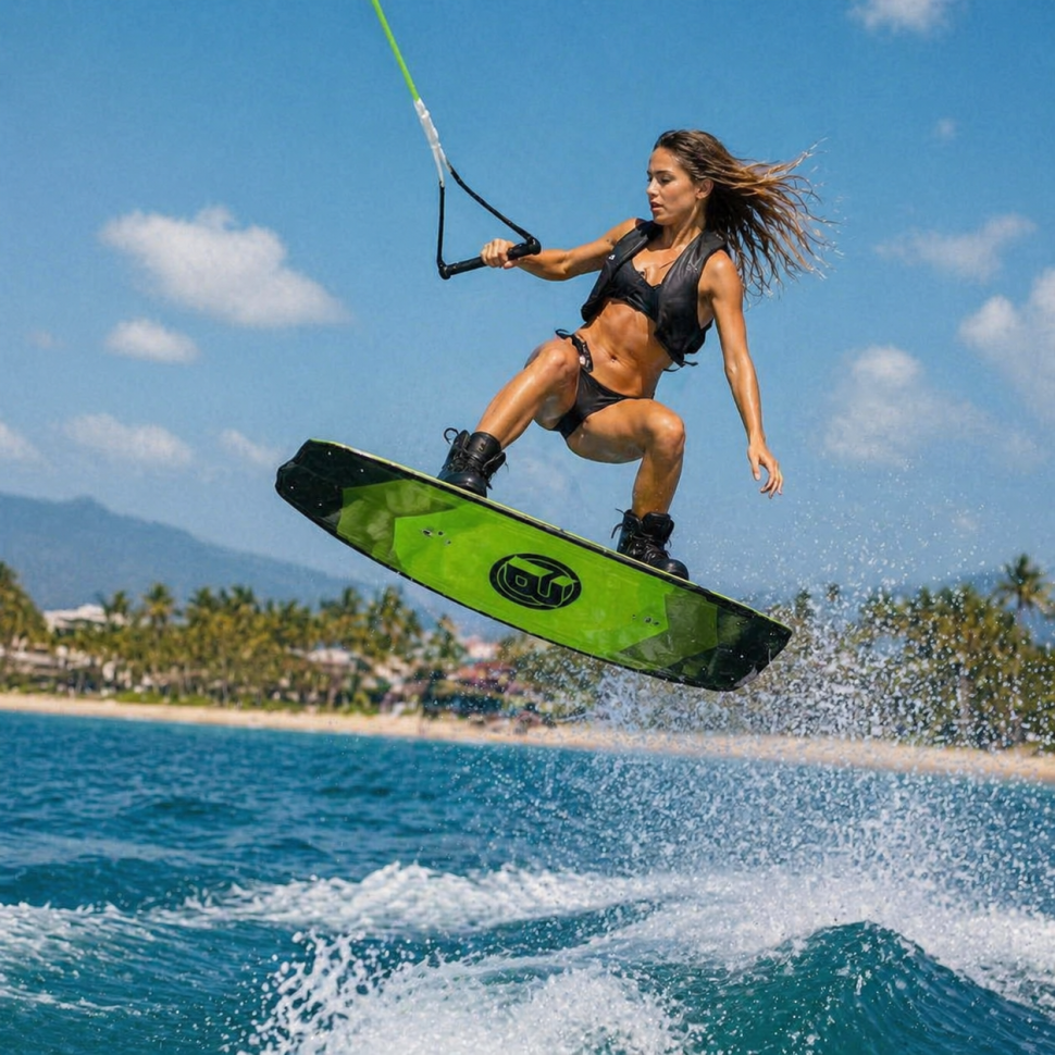 Вейкборд Iboard зеленый/черный 144см + крепления 37-45 Iboard-gre-blk