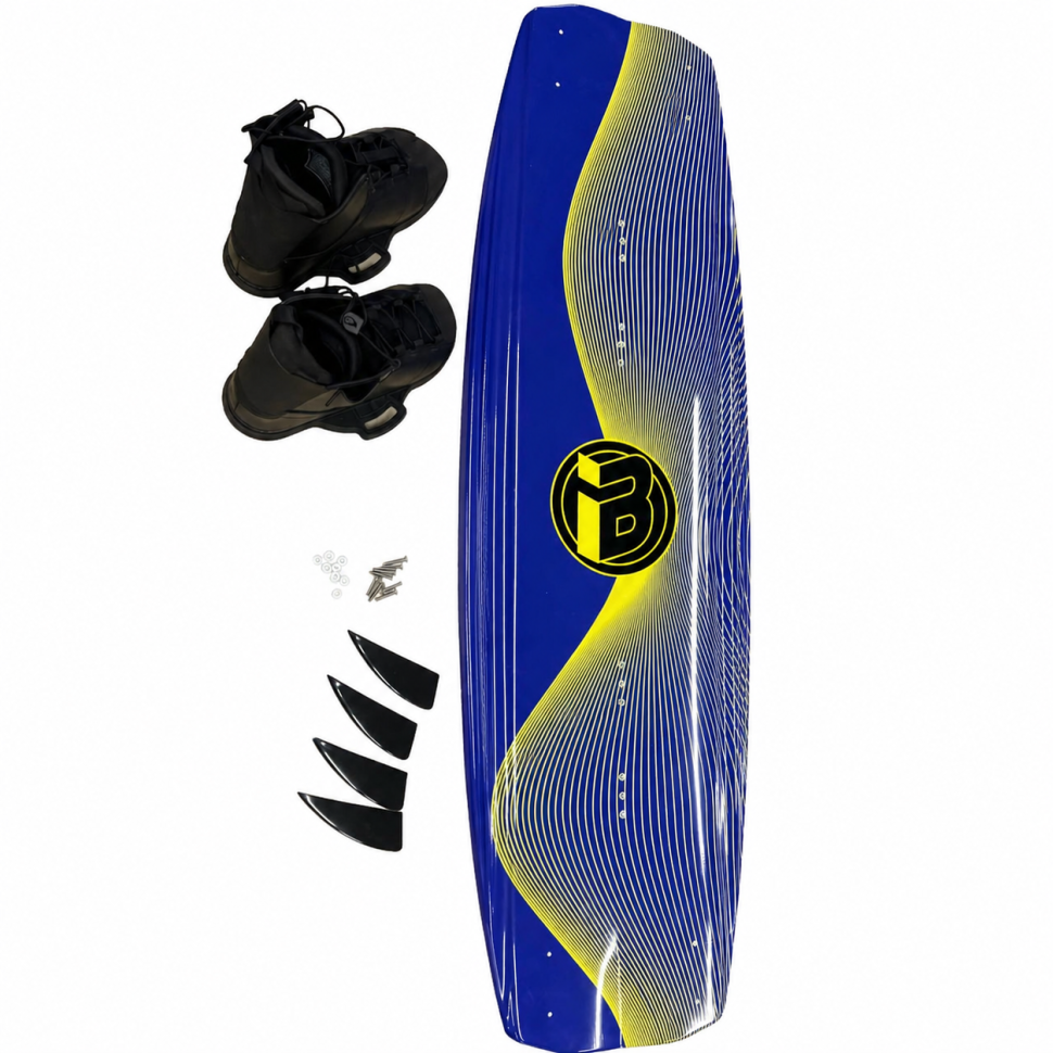 Вейкборд Iboard синий/желтый 144см + крепления с системой быстрой шнуровки 37-45 Iboard-blu-yel
