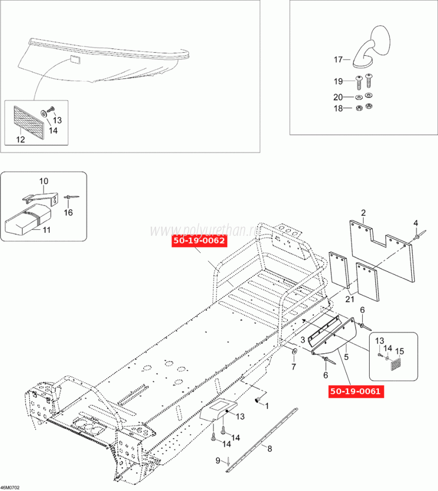 Брызговик снегохода боковой левый 50-19-0061 5142828; M5142828 PU54/M71/черный
