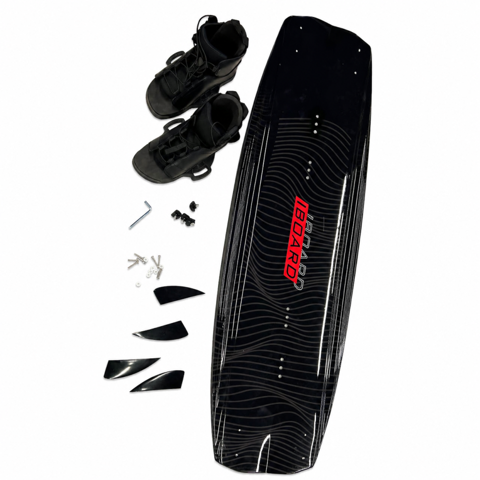 Вейкборд Iboard черный/красный 144см + крепления с системой быстрой шнуровки 37-45 Iboard-blk-r