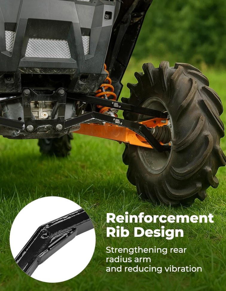 Рычаги задние изогнутые суперусиленные квадратного сечения Kemimoto для Polaris RZR XP 1000 B0215-00001-BK