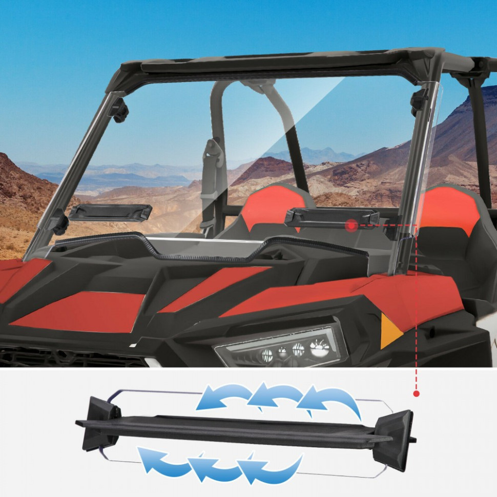 Лобовое стекло быстросъемное Polaris RZR XP Turbo /RZR 1000/900 2019+ 2884911 B0110-03304CL