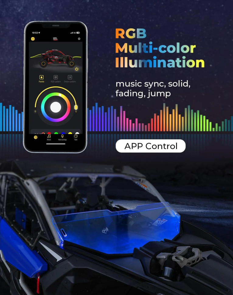 Универсальная подсветка лобового стекла для UTV Kemimoto B0812-00001-CL