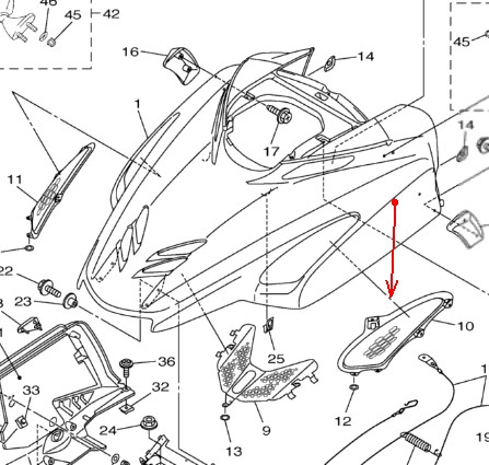 Накладка капота левая Yamaha VK Professional 8FN-77109-00-00