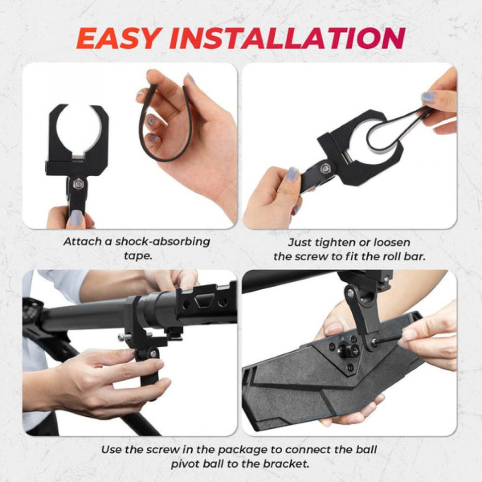 Центральное зеркало 1.65"-2" Adjustable CLAMP Honda Pioneer, Talon, Polaris RZR, Can Am, Kawasaki, Arctic Cat Kemi Moto B0106-06101BK B0106-06101BK