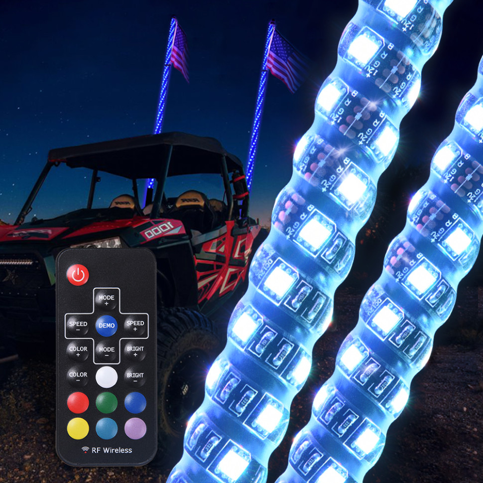 Спиральные флагштоки 90см светодиодные c функцией поворотников для UTV /квадроцикла Rider Lab ZS819O3 ZS819O3