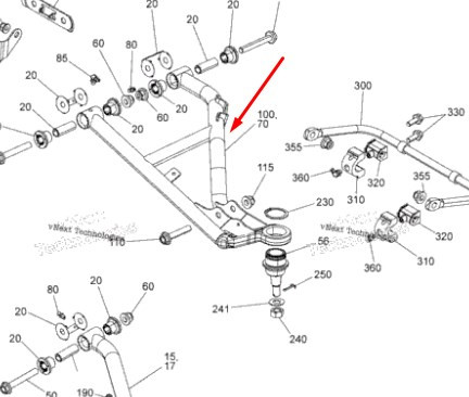 РЫЧАГ ПЕРЕДНИЙ ВЕРХНИЙ ПРАВЫЙ КВАДРОЦИКЛА BRP CAN-AM OUTLANDER RENEGADE (2019+) 706203222