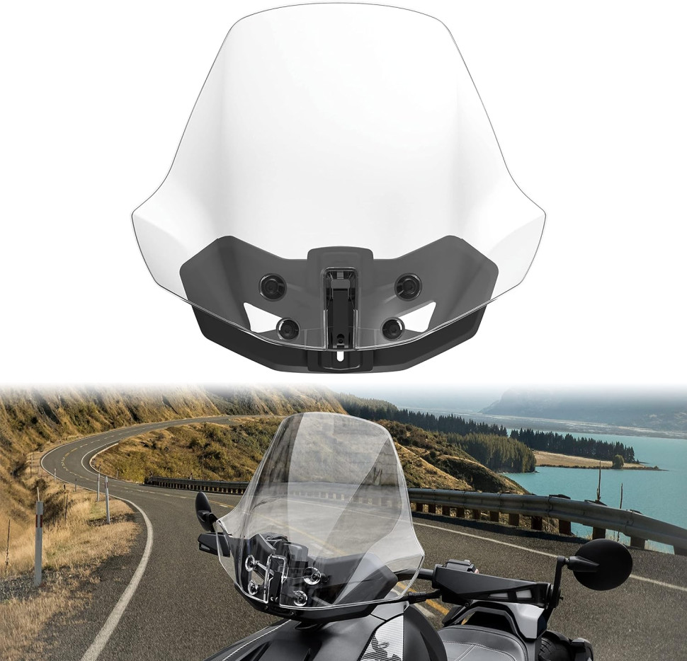 Лобовое стекло регулируемое GorillaWorks для CanAm Ryker 219401023 219401032 WS0089 B0110-06301CL Широкое (219401032)