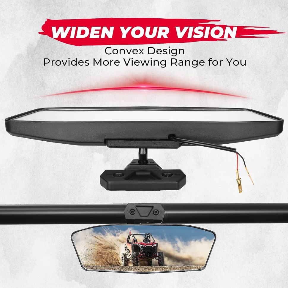 Зеркало центральное с подсветкой Kemimoto для Polaris RZR PRO XP  2883763 B0106-03201BK KM0026-2