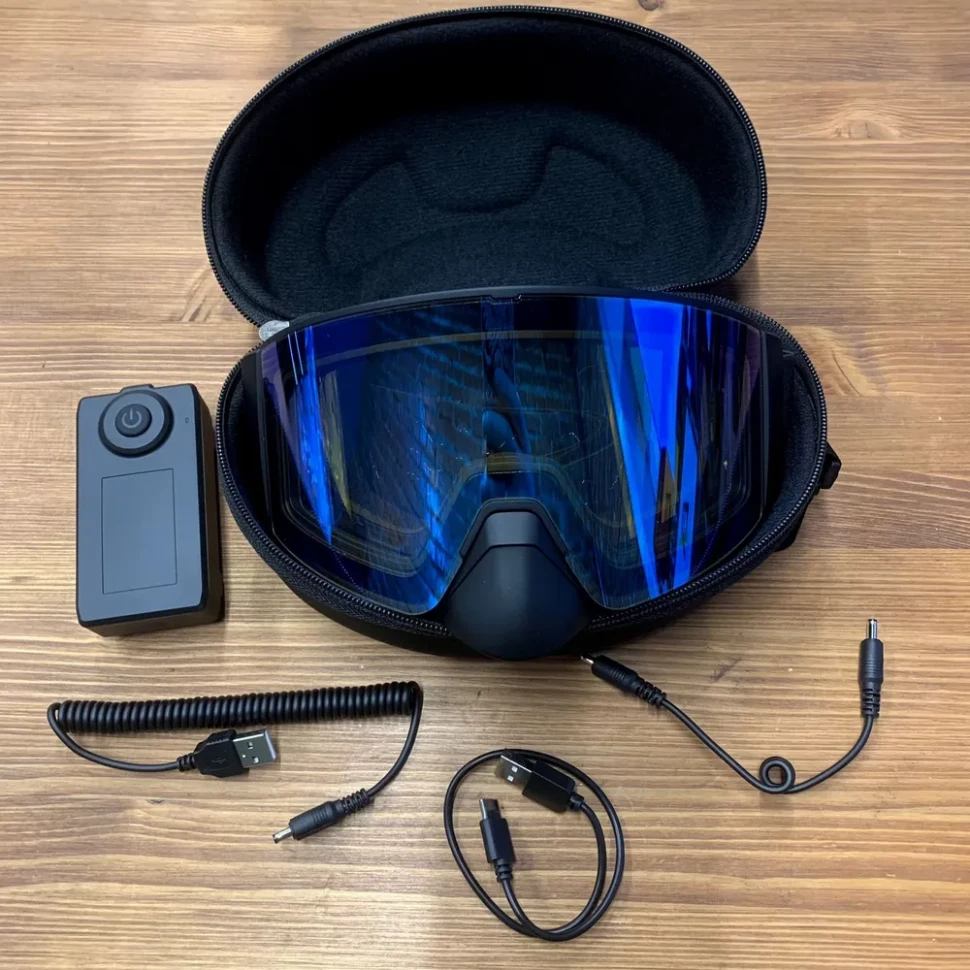 Снегоходные очки с подогревом HeatVue Dual Ice Blue yellow lens HB-20A-yellow-cystalblue