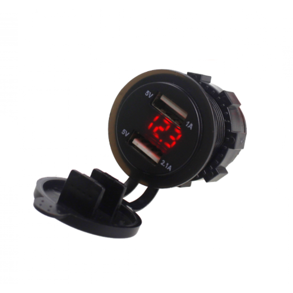 Вольтметр и 2 USB зарядки влагозащитные для мототехники TSK YC-A16 YC-A16