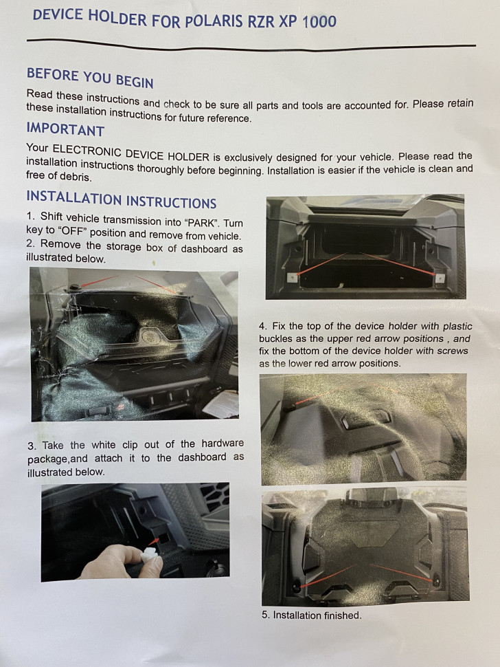 Держатель планшета с бардачком Kemimoto для Polaris RZR 1000 B0111-10001BK 5455431-070