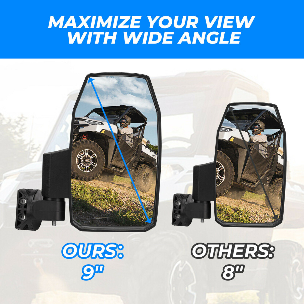 Зеркала заднего вида на профильную трубу Kemimoto для Polaris Ranger 900/1000 General B0106-07101BK