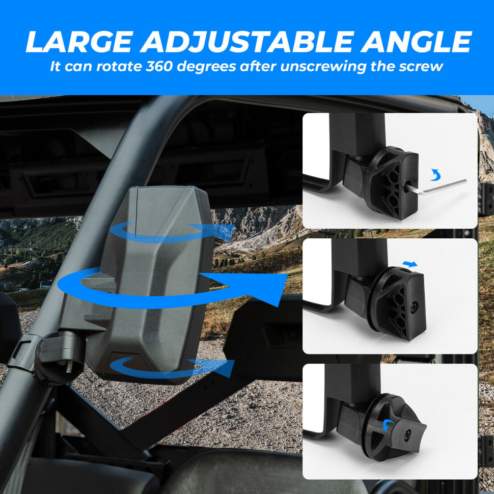 Зеркала заднего вида на профильную трубу Kemimoto для Polaris Ranger 900/1000 General B0106-07101BK